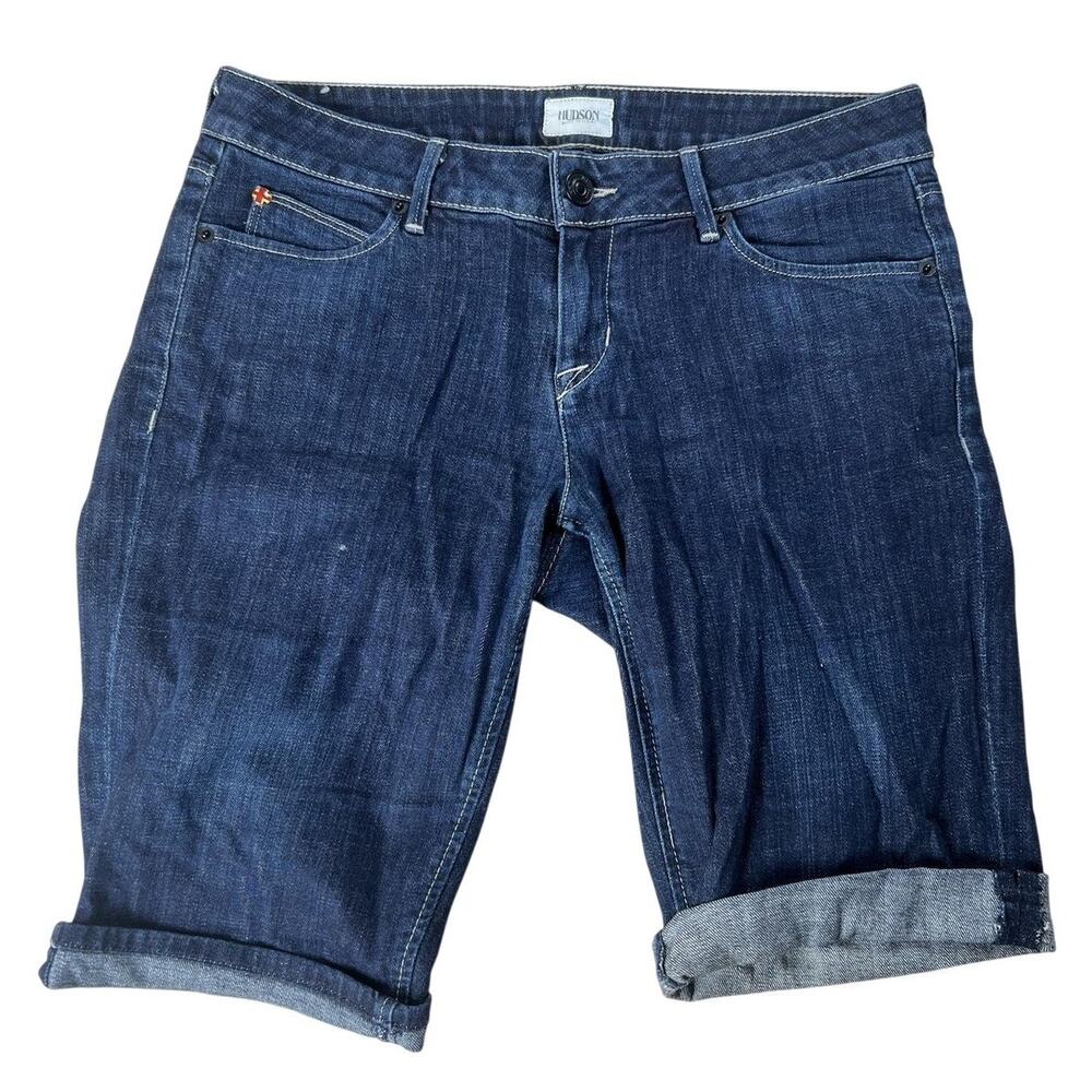 Hudson Pants Womens 29 Blue Capri Denim Cuffed Pockets Zip Flat Front Slim